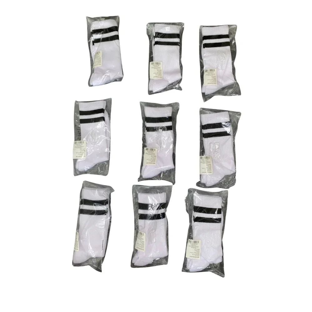 Lot of 9 Weissman Dance Socks White Black Stripes NIP Costume Accessory